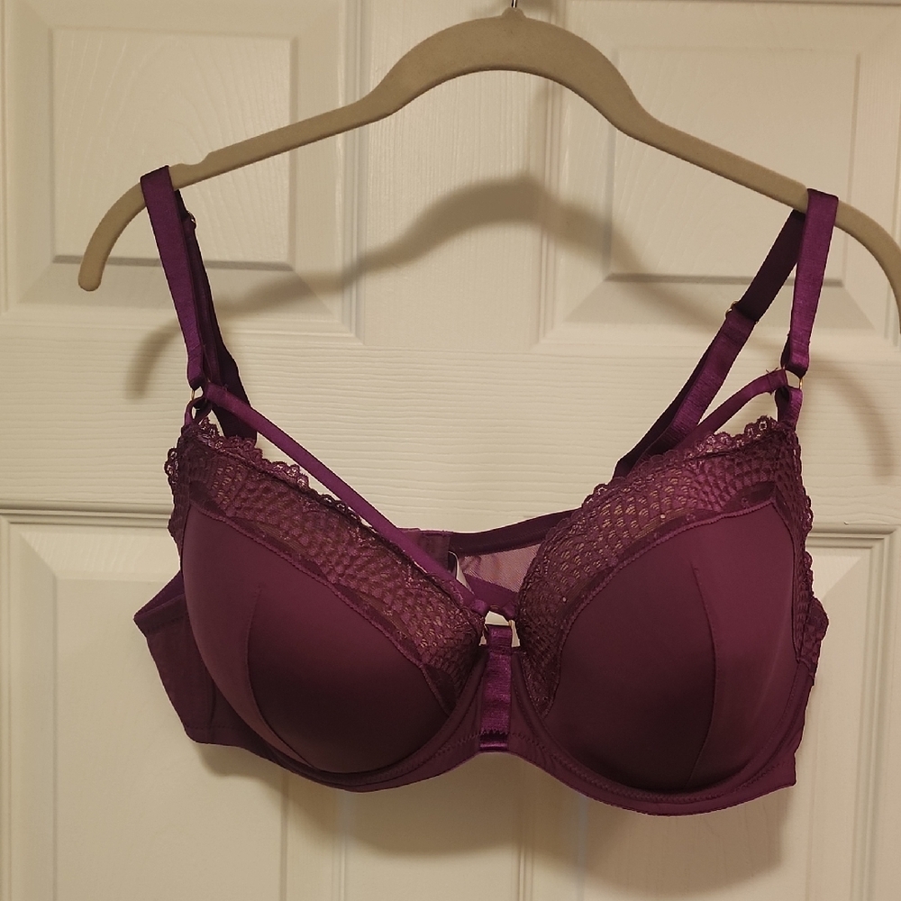 Adore Me Plum Lace Underwire Bra